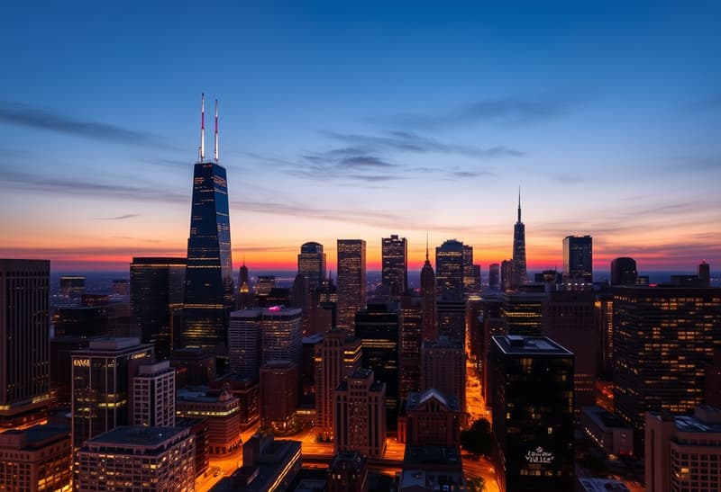 Chicago skyline at dusk, representing legal consultation services